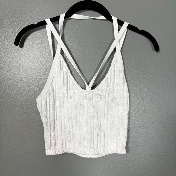 Zara Women's White Coquette Cable Knit Crop Top - Size Small - Double Straps - Picture 1 of 5